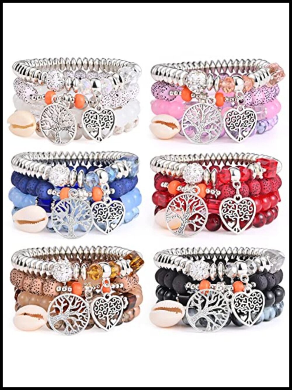 Bohemian Stretch Bracelet Sets for Women - Stackable Beaded Jewelry